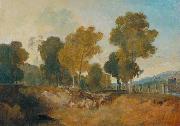 Joseph Mallord William Turner Trees beside the River, with Bridge in the Middle Distance oil painting on canvas